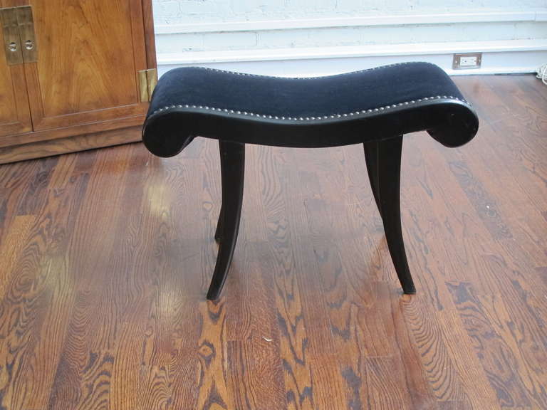 Black Lacquered Vanity Bench in the Manner of Frances Elkins