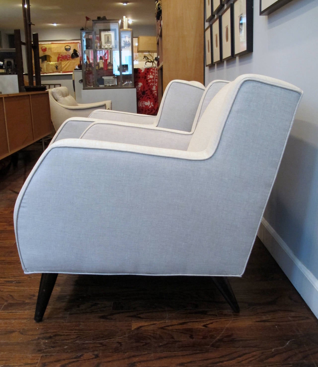 American Pair of Modern Wing Chairs