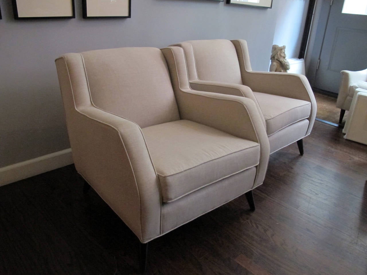 Mid-20th Century Pair of Modern Wing Chairs
