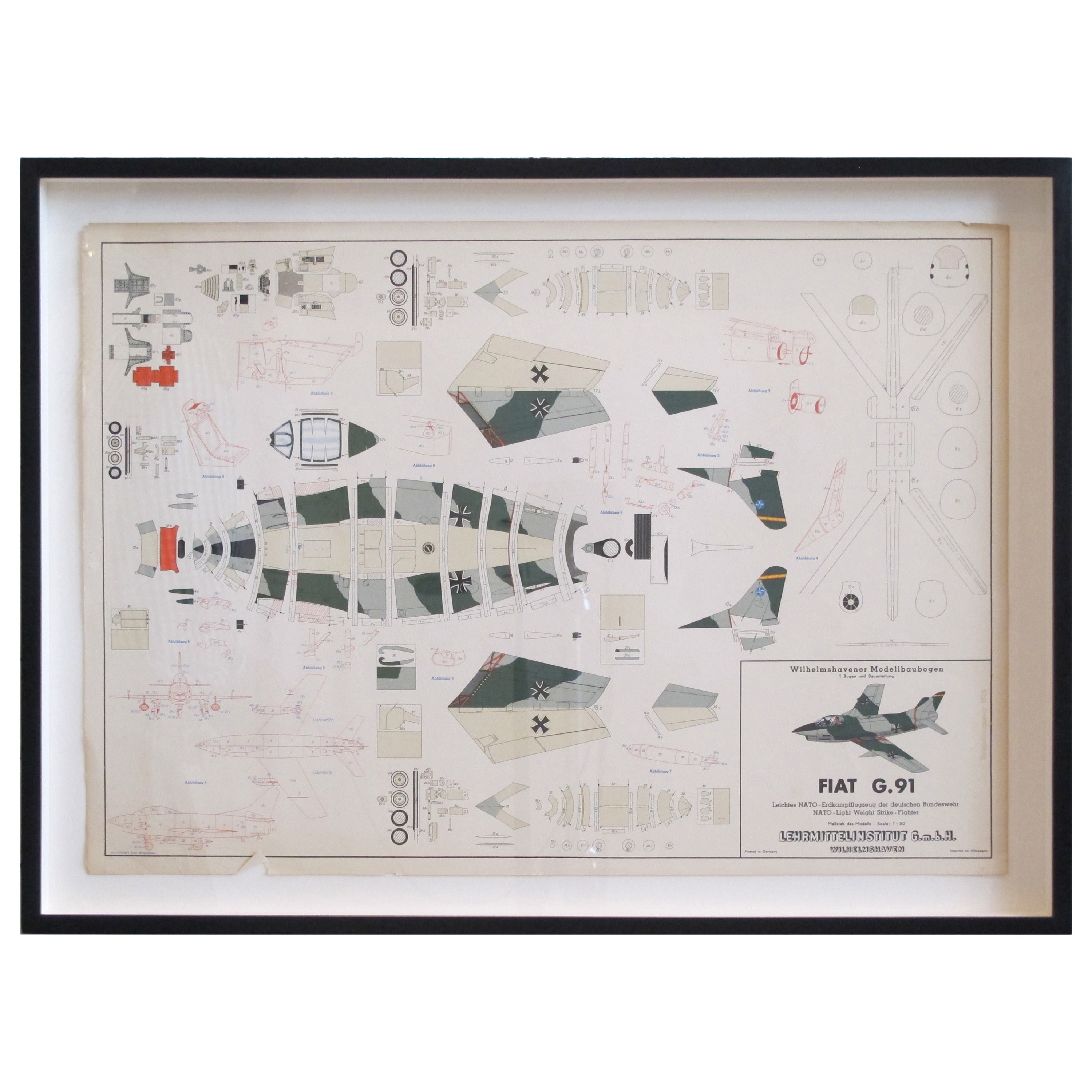 Framed Vintage Airplane Model Print