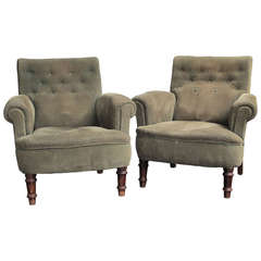 Pair of Large Scale 19th Century English Armchairs