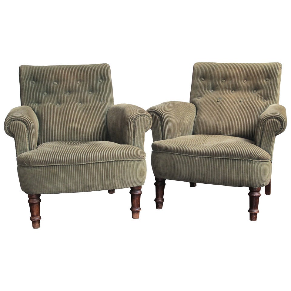 Pair of Large Scale 19th Century English Armchairs For Sale