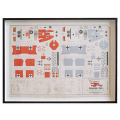 Framed Vintage Airplane Model of a Fokker Plane