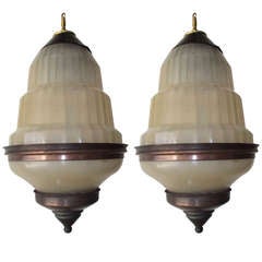 Pair of Large Scale French Pendant Lanterns