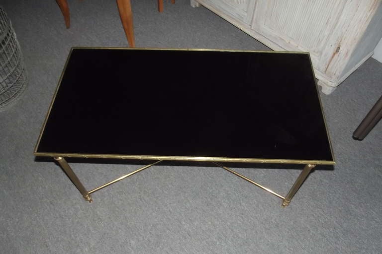 French Brass Framed Coffee Table In Excellent Condition In Bridgehampton, NY