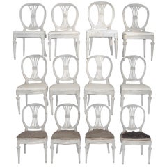 Set of 12 Gustavian Style Dining Chairs