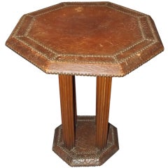Octagonal Leather Club Table