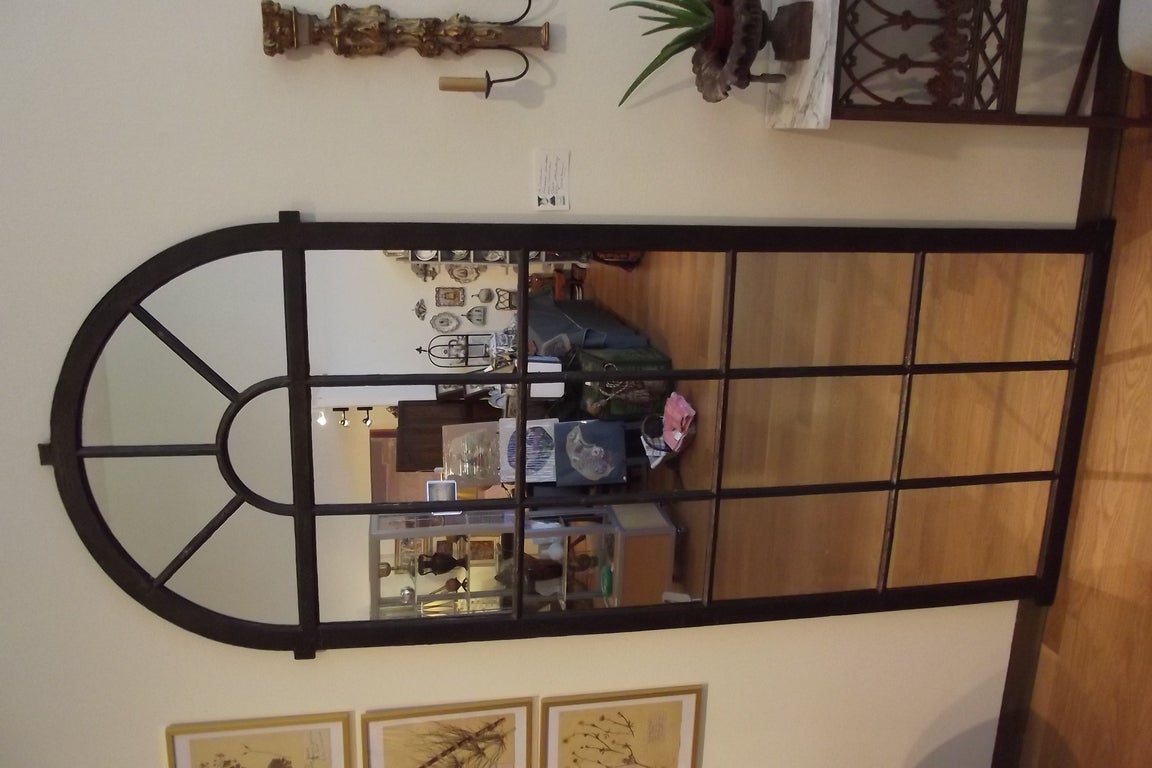 Polished Iron Palladian Window Mirror