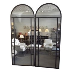 Antique Pair of Polished Steel Window Mirrors