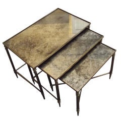 Stack of Nesting Tables w/ Distressed Mirror Tops