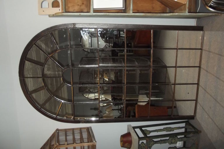 Polished Steel Palladian Window Mirror