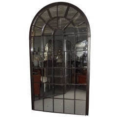 Antique Polished Steel Palladian Window Mirror