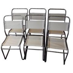 Set Of Six Pel Chairs W/ Cloth Seats