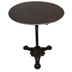 Antique Polished Steel Bistro Table w/ Castiron Base
