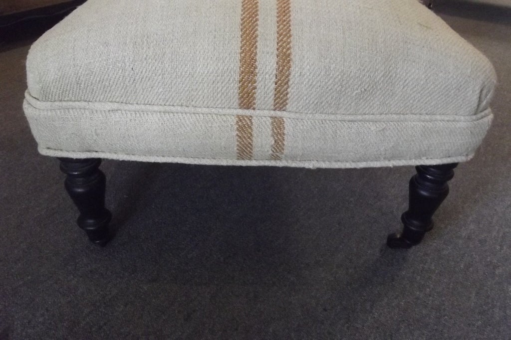 Pair of Napoleon III Chauffeuse in Vintage Stripe Fabric 3