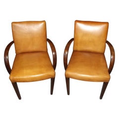 Pair of Leather Covered Bridge Chairs