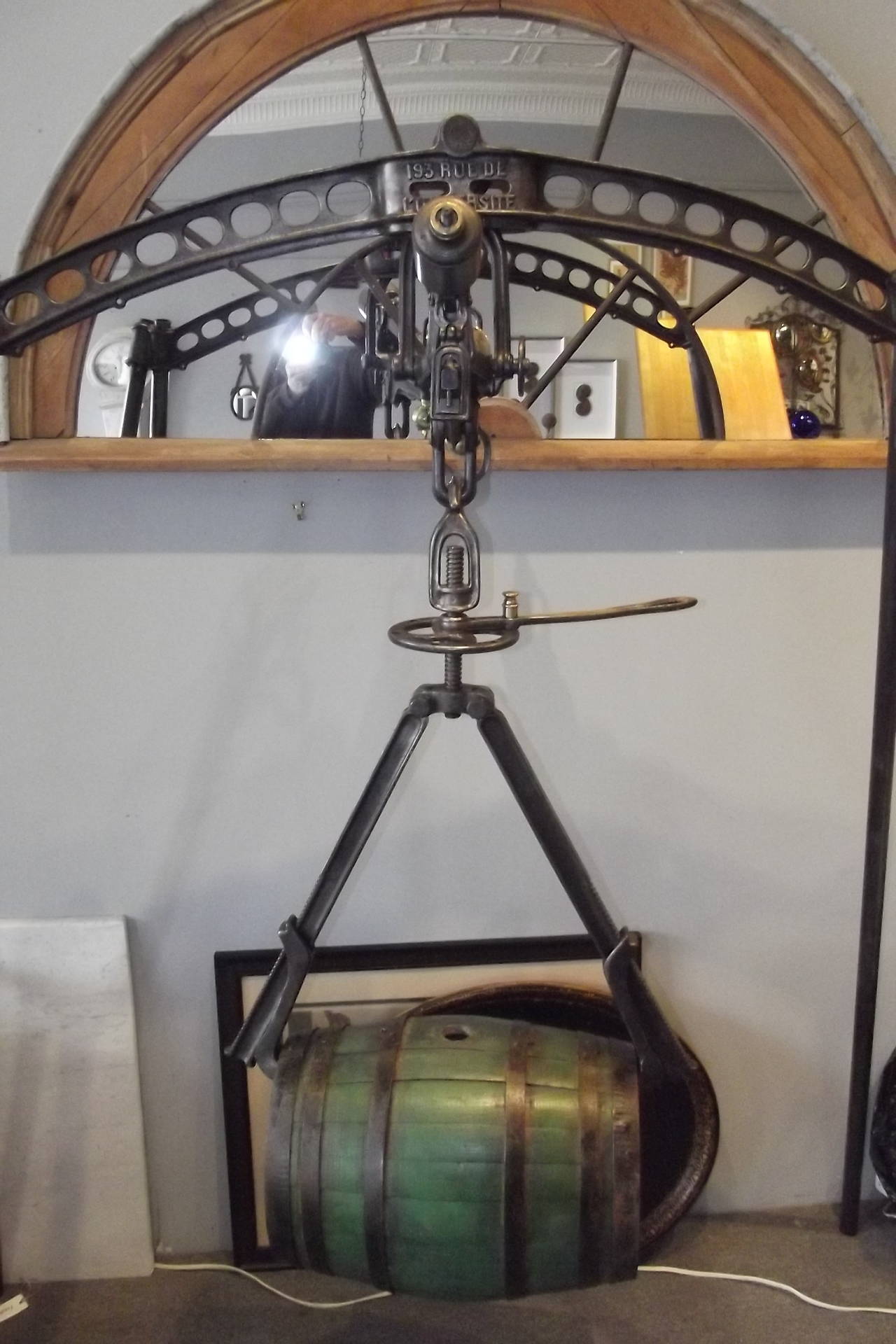 A mid 19th century French barrel scale that has been completely restored and polished.  It is marked on both the frame and the mechanism, 