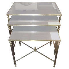 Set of Stacking Tables w/ Black Mirror Tops