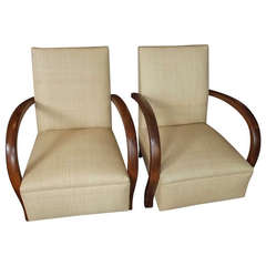 Pair of French Loop Armchairs Newly Upholstered in Raffia