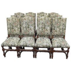 Set of 12 Louis XIII Style Dining Chairs
