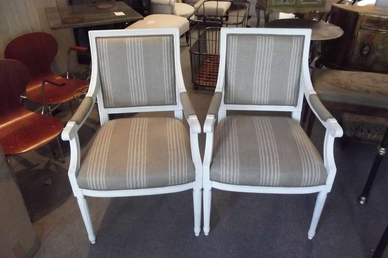 French Pair of Louis XVI Style Armchairs