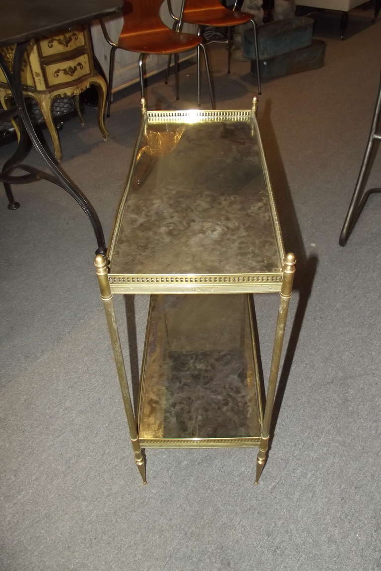 Brass French Side Table with Distressed Mirror Tops