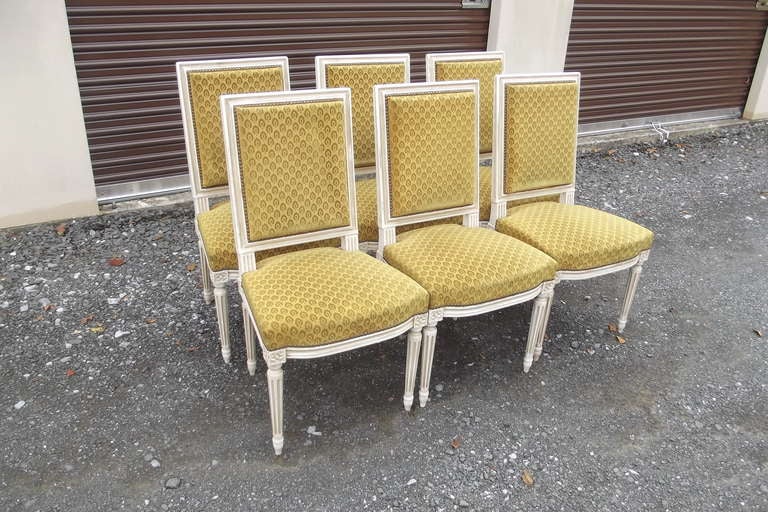 Set of Six Louis XVI Style Dining Chairs In Good Condition In Bridgehampton, NY