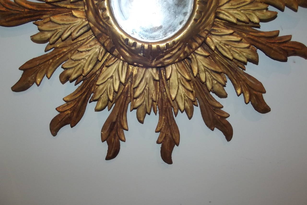 Carved Wooden Sunburst Mirror 2