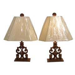 Antique Pair of Cast Iron Lamps