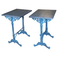 Pair of Zinc Topped Cast Iron Bistro Tables