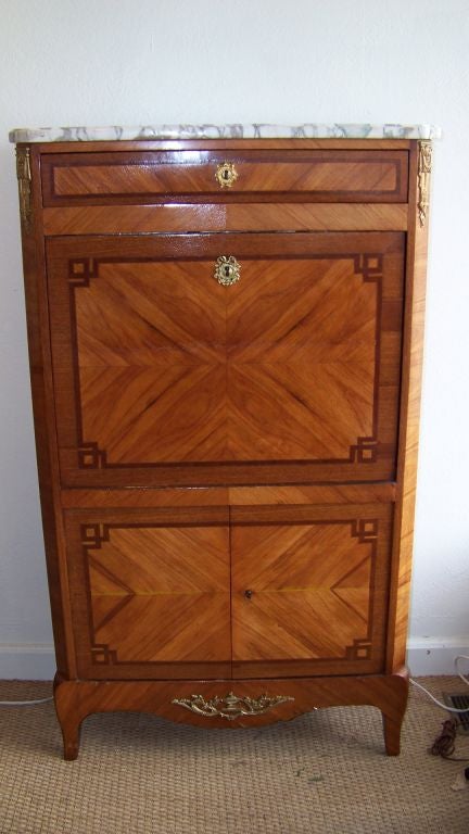 French Inlaid Desk w/ Marble Top