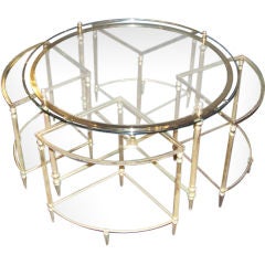 Five Part Brass and Glass Coffee Table