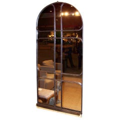 Antique Polished Steel Window Mirror