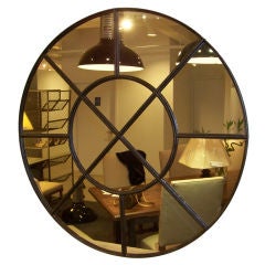 Antique Polished Steel Window Mirror