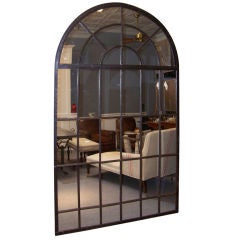 Antique Large Scale Polished Steel Window Mirror
