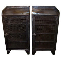 Vintage Pair of Polished Steel Industrial Cabinets