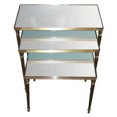 Set of Three Nesting Tables w/ Mirror Tops