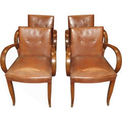 Set of Four Leather Bridge Chairs