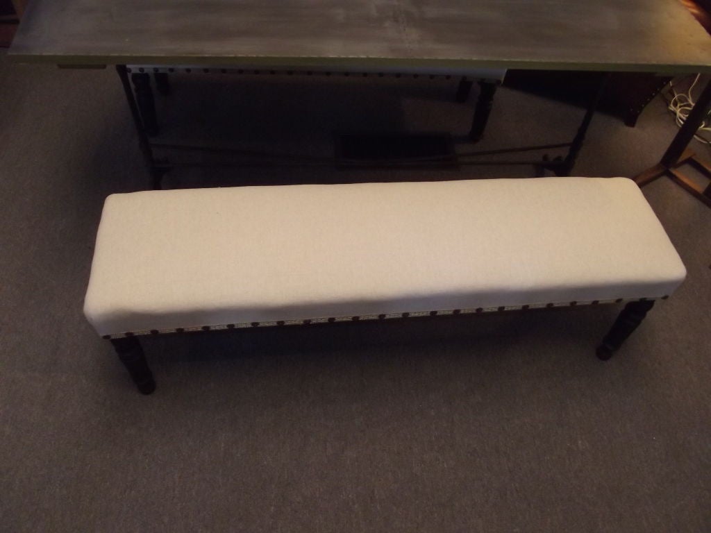Napoleon III Bistro Bench in Linen Fabric 2