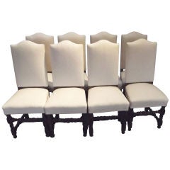 Set of Eight Louis XIII Style Dining Chairs