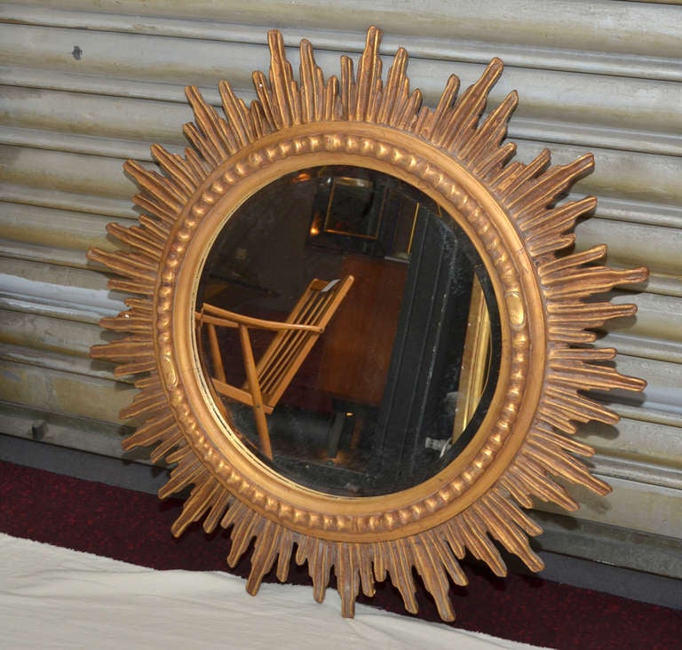 French  1970-1980 Pair Sunburst Mirrors Diameter 86 cm