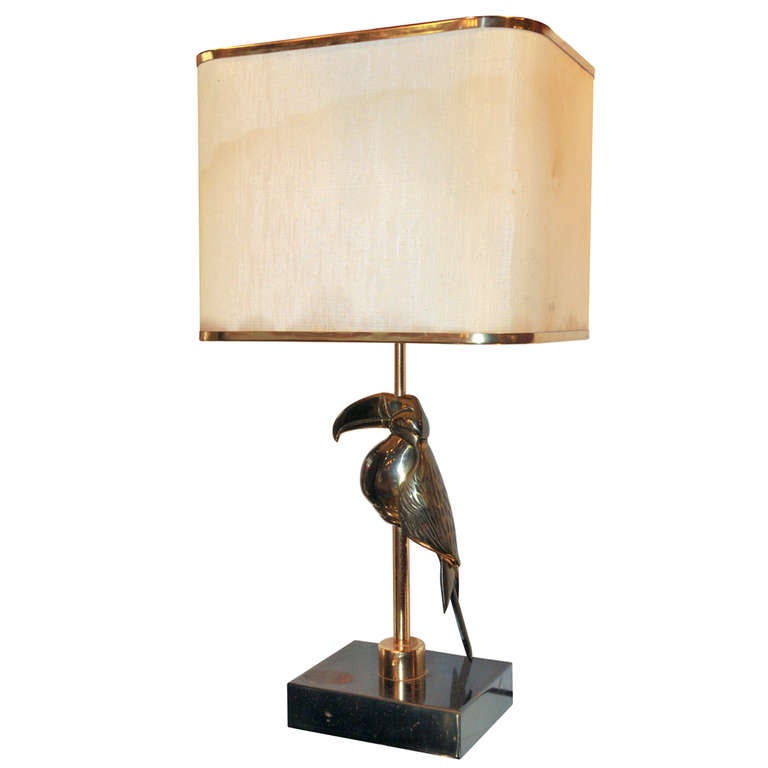 1970s Lamp with a Bronze Toucan