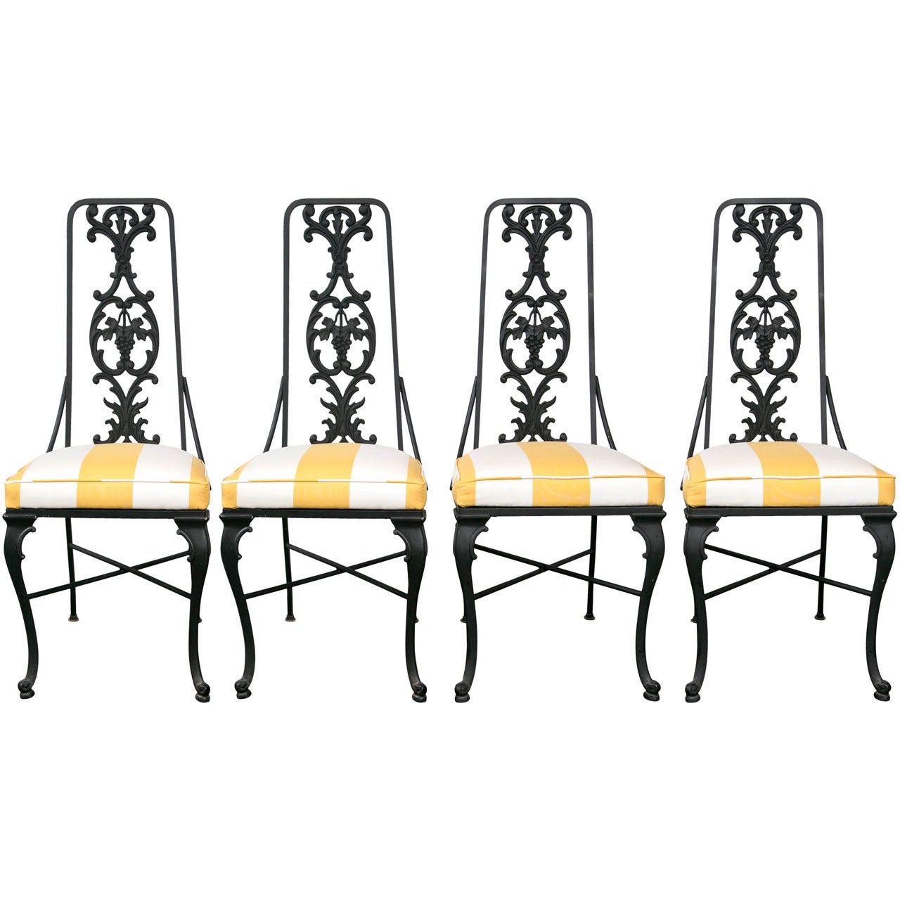 Set of Four Midcentury Metal Chairs