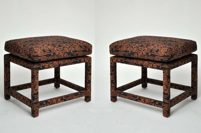 A pair of stools by Milo Baughman for Thayer Coggin.  Stools are vintage the 1970s and in excellent condition.