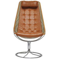 Vintage Leather Swivel Chair by Bruno Mathsson