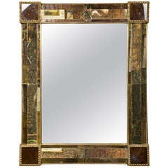 Faux Tortoise Shell and Mirror Framed Mirror