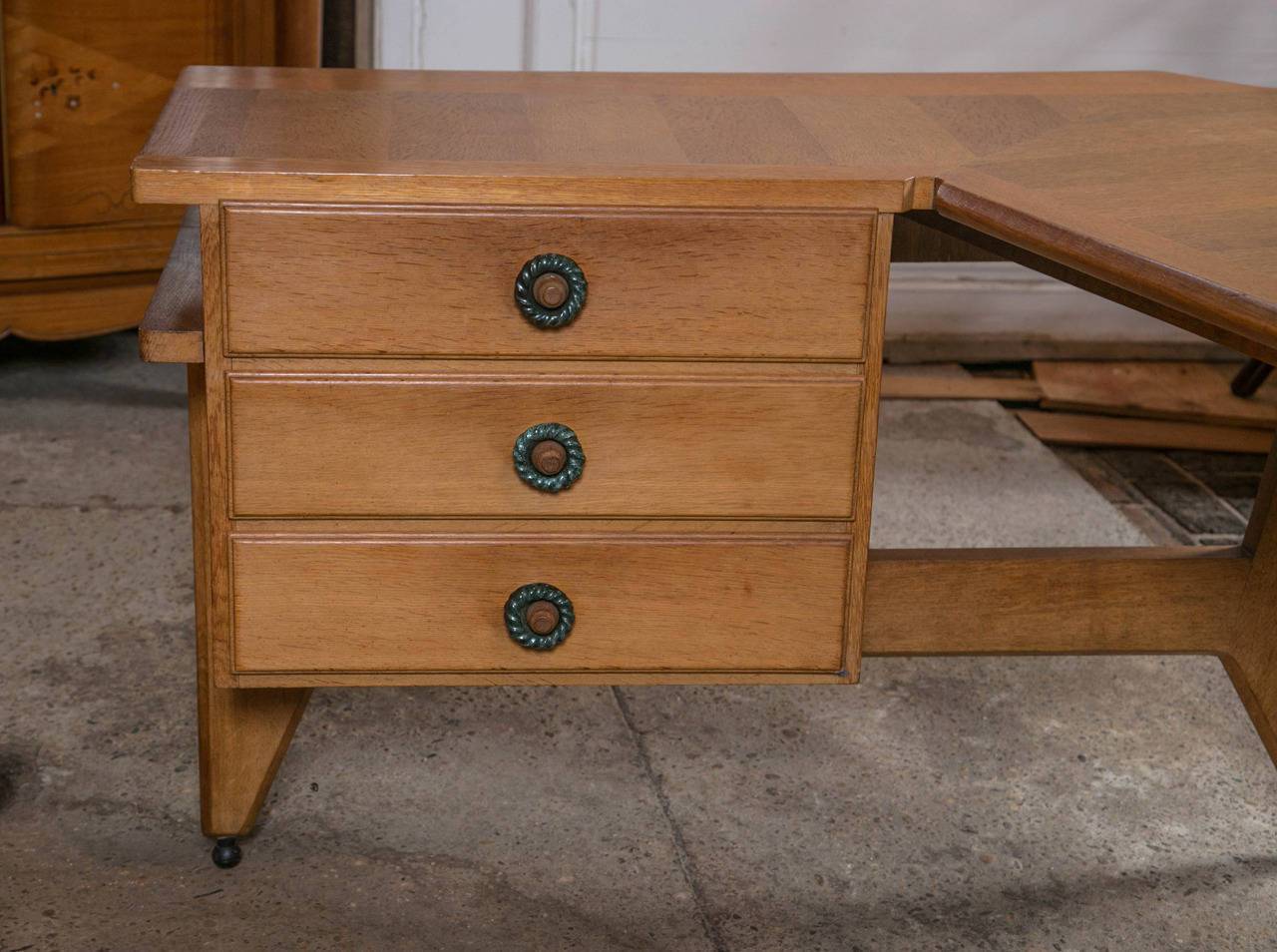 Mid-20th Century Guillerme et Chambron Desk and Chair For Sale