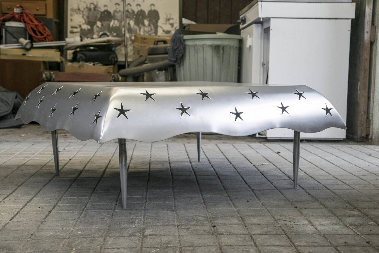 Metal Sylvia Corrette Coffee Table, France For Sale