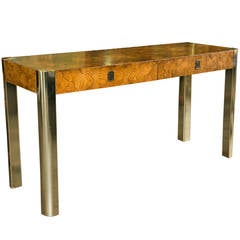 Milo Baughman for Century Burled Wood Console Table