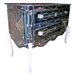 Vintage Jansen Carved Mirrored Commode
